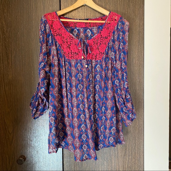 Lucky Brand Tops - Lucky Brand Paisley Peasant Top